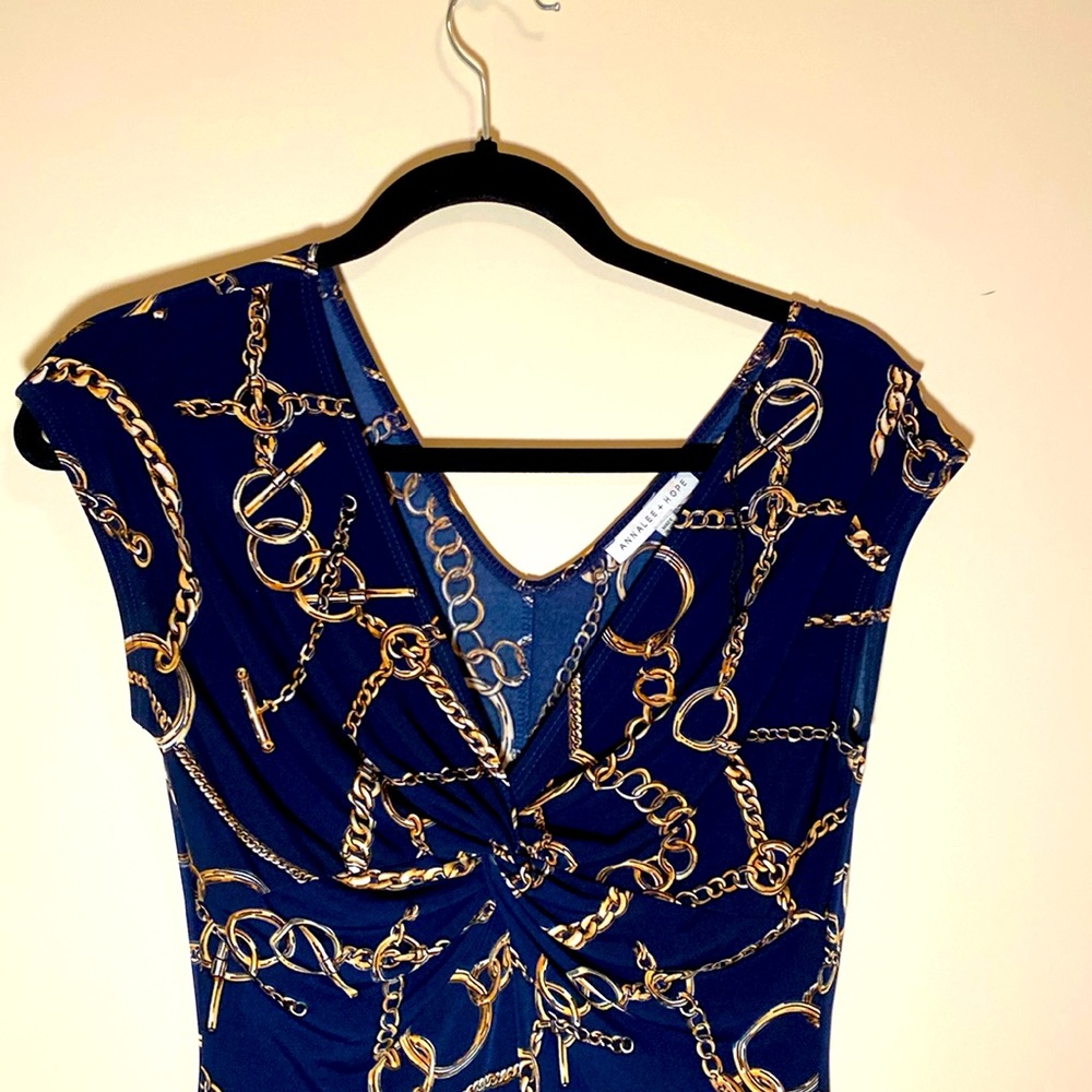 Annabelle & Hope -Gold Chain & Dark Navy Blue Dress